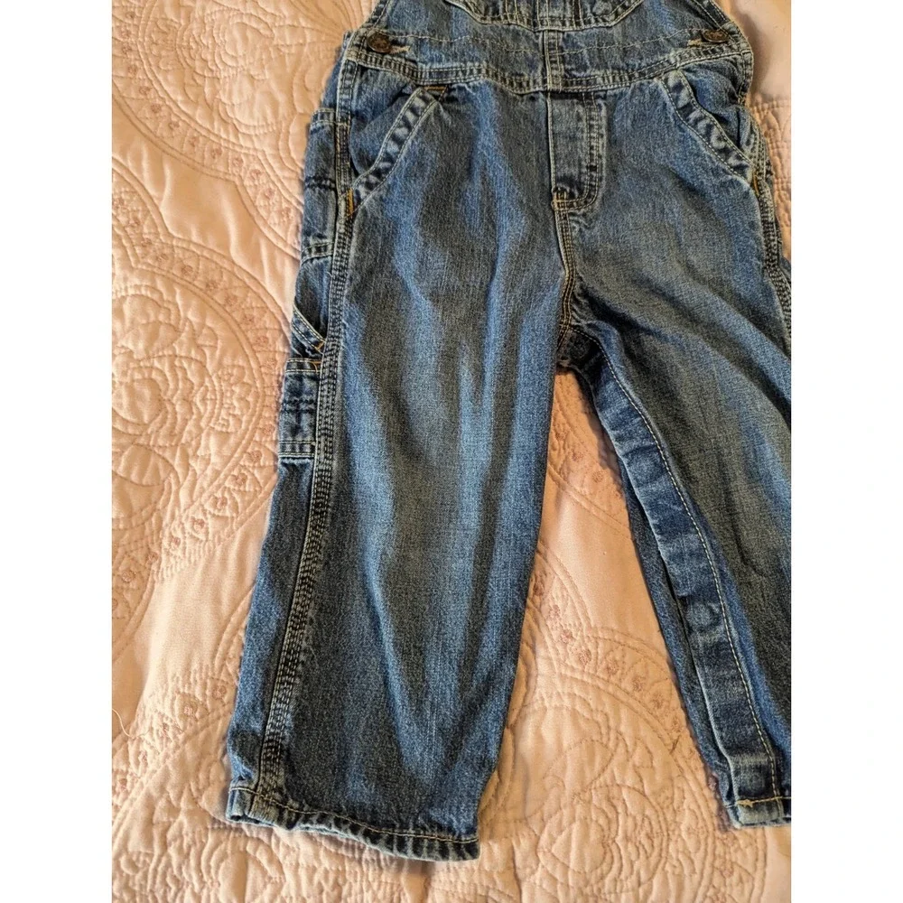 OshKosh B'gosh Toddler Unisex Solid Denim‎ Overalls 24 Months Blue Carpenter Bib